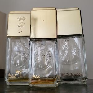 EMPTY Vintage 3 White Shoulders Cologne Bottles